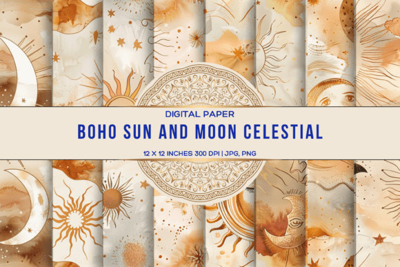 Download Boho Sun and Moon Celestial Paper - Celestial Collection