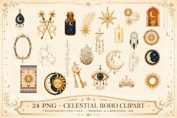 Download Celestial Boho Clipart Set - Celestial Collection