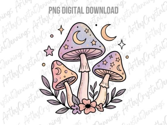 Download Celestial Pastel Mushrooms PNG - Celestial Collection