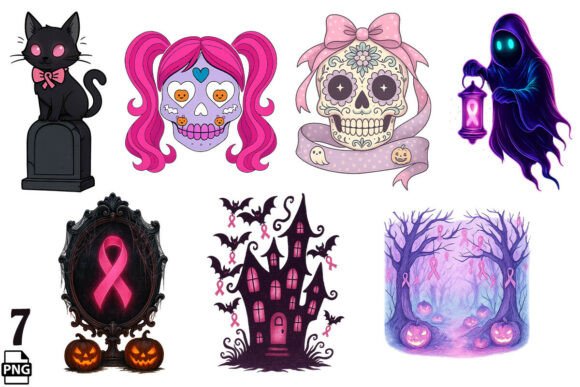 Download Spooky Halloween Pink Ribbon PNG Bundle - Premium Resources