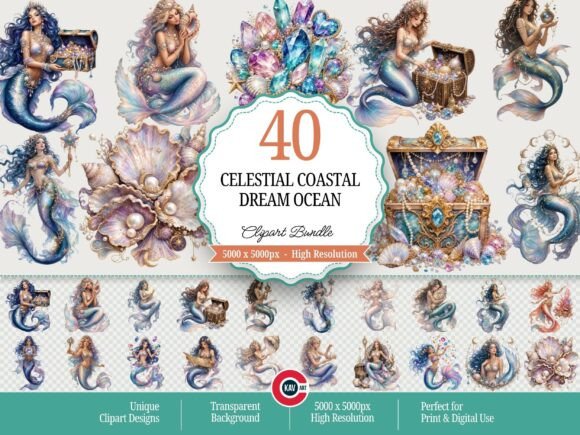 Download Fantasy Celestial Mermaid Treasure PNGs - Celestial Collection