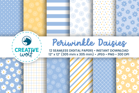 Download Periwinkle Daisies Digital Paper Set - Periwinkle Collection