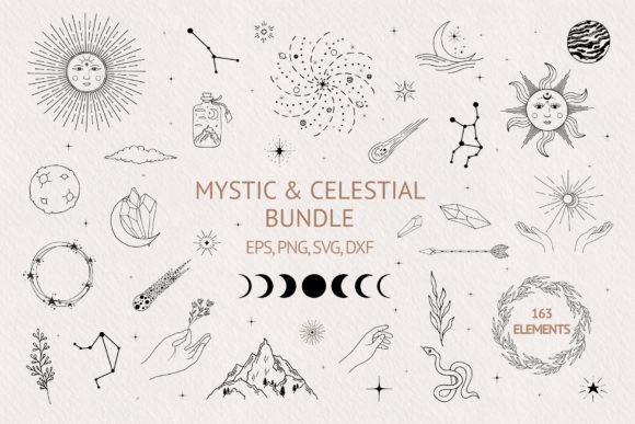 Download Hand Drawn Mystic &amp; Celestial Bundle - Celestial Collection