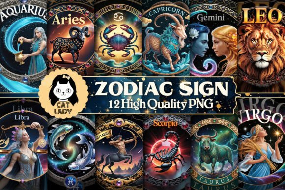 Download Celestial Zodiac Sign Sublimation Bundle - Celestial Collection