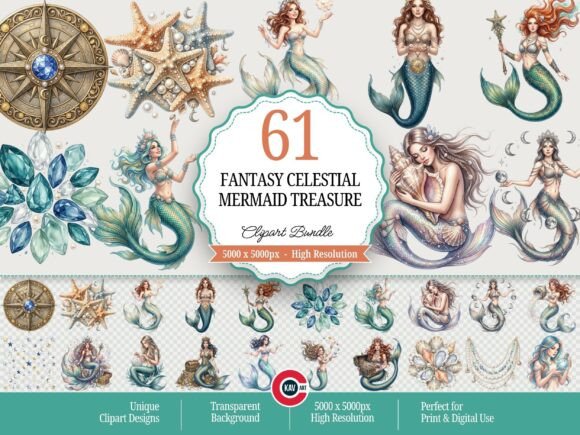 Download Fantasy Celestial Mermaid Treasure PNGs - Celestial Collection